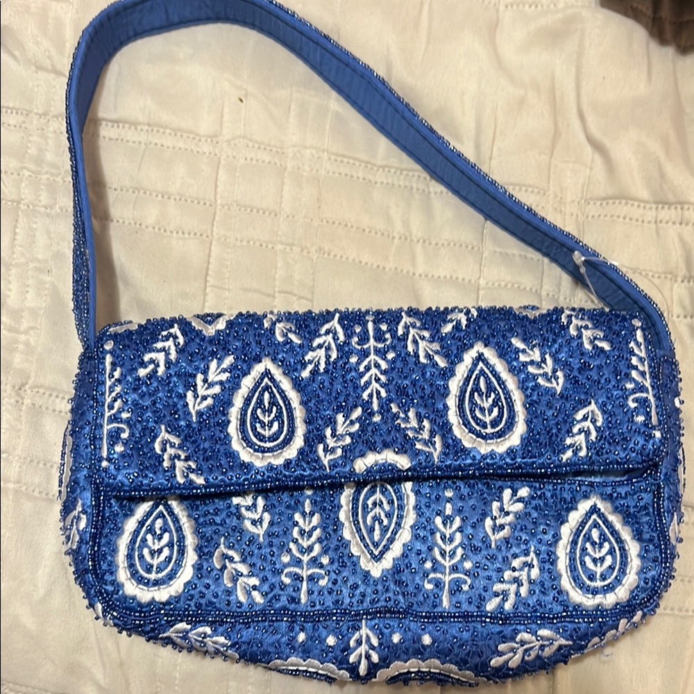 PRIMARKBlue and White Beaded Women's Bag